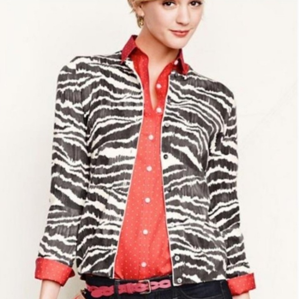 Lands' End▪️Zebra Button Down Cardigan
